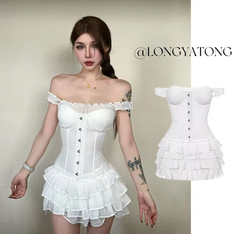 龙牙童推荐【爱神之灵】蕾丝显瘦法式半身裙套装三件套性感气质修身