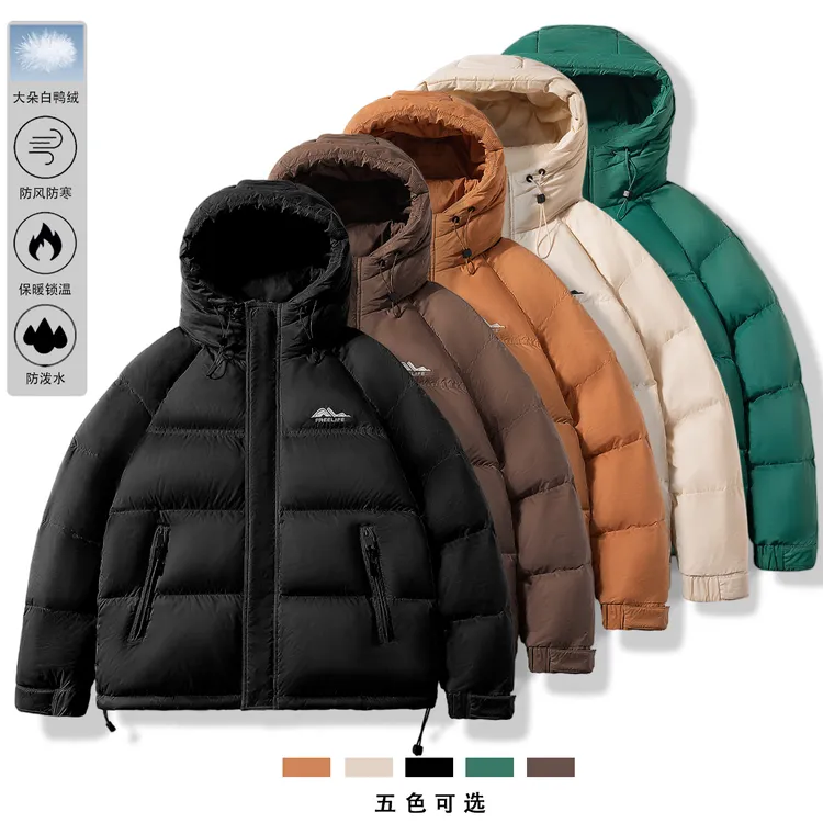 【极寒系列】冬季加厚连帽大朵白鸭绒保暖羽绒服外套男女同款W17