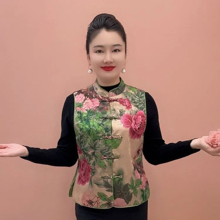 中式妈妈国风马甲中老年上衣2025新款时尚洋气马甲