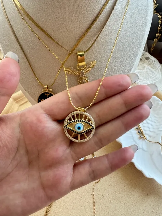 锌合金项链 眼睛款项链 超级美