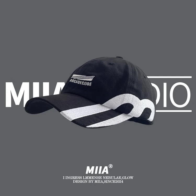 美式小众侧边双线刺绣字母棒球帽子女潮牌高质量百搭软顶鸭舌帽男