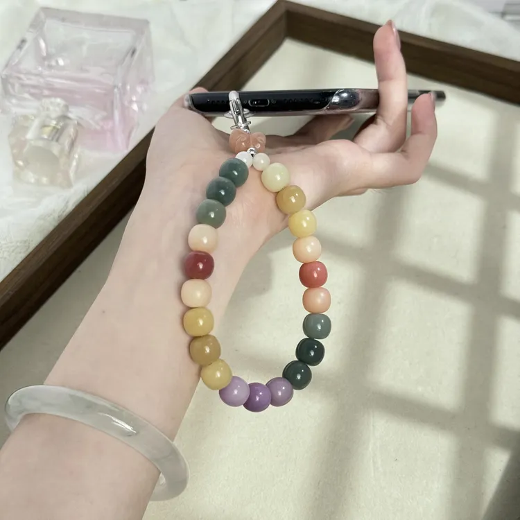 【调色盘】七彩菩提籽手机链防丢小众女款短款个性手工网红时尚创意