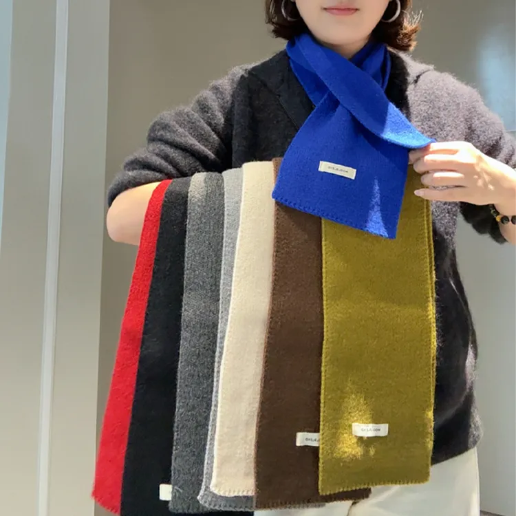 80*16cm韩系潮流交叉小围脖时尚百搭简约字母保暖围巾