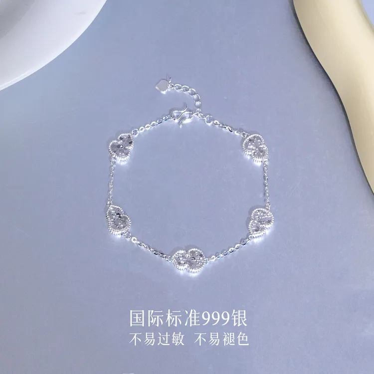 足银手链 「冰心伍福」足银手链小众设计生日礼物足银手链010008