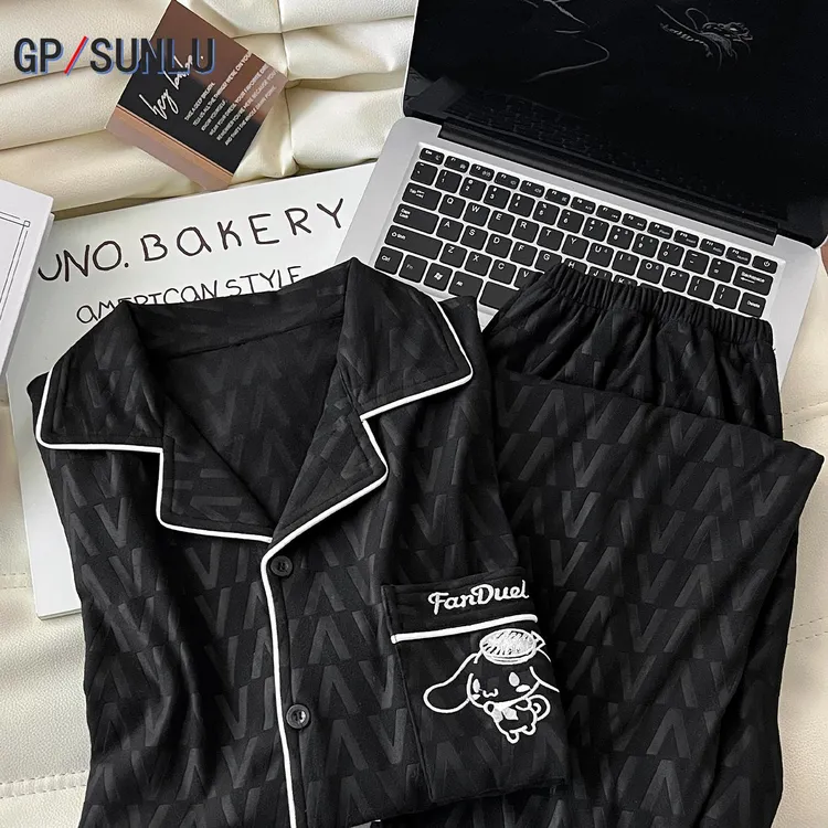 日本小众GP玉桂狗德绒睡衣男士秋冬季高级感海岛绒家居服春秋青少