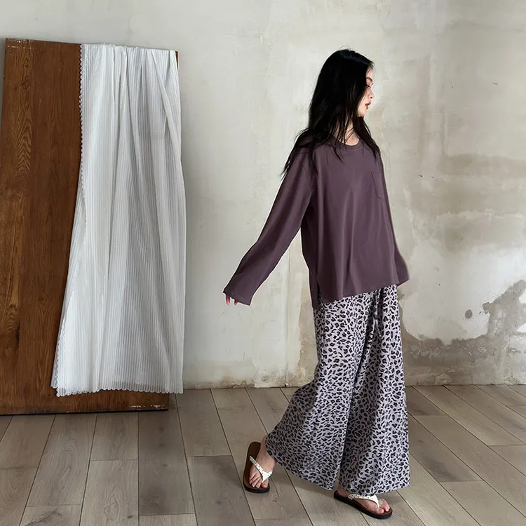 及好一体带胸垫睡衣女春秋冬季纯棉长袖长裤圆领家居服套装可外穿