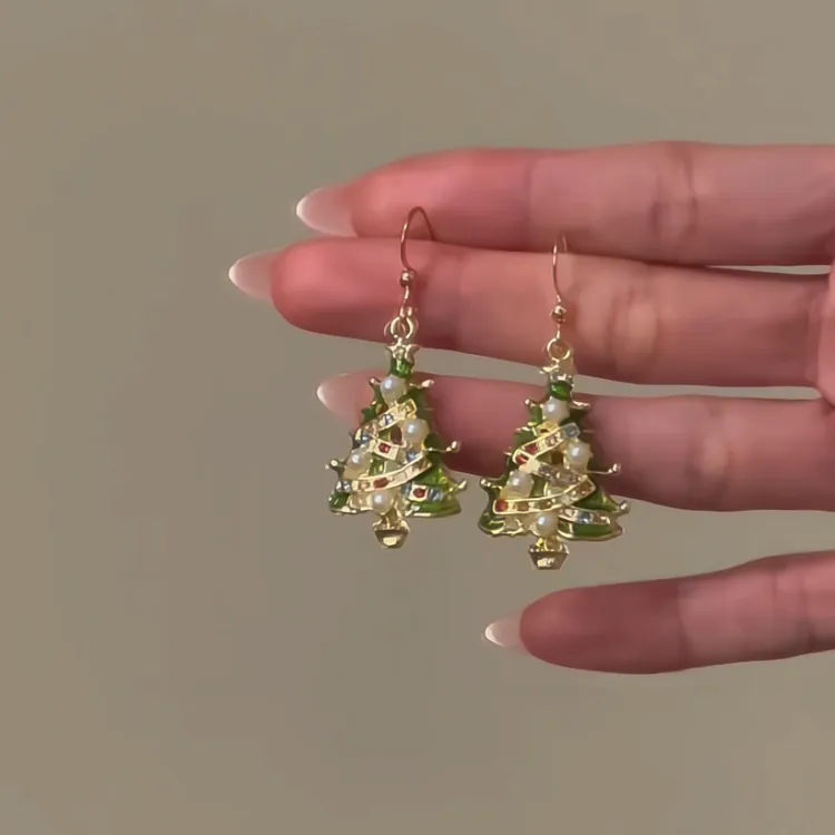 铜合金耳饰 圣诞耳环女高级感圣诞节元素配饰氛围感秋冬气质耳饰