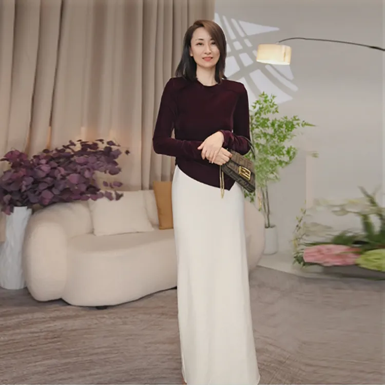 【桑蚕丝羊绒半裙】A字半身裙2025新款女秋冬长款高腰显瘦开叉群