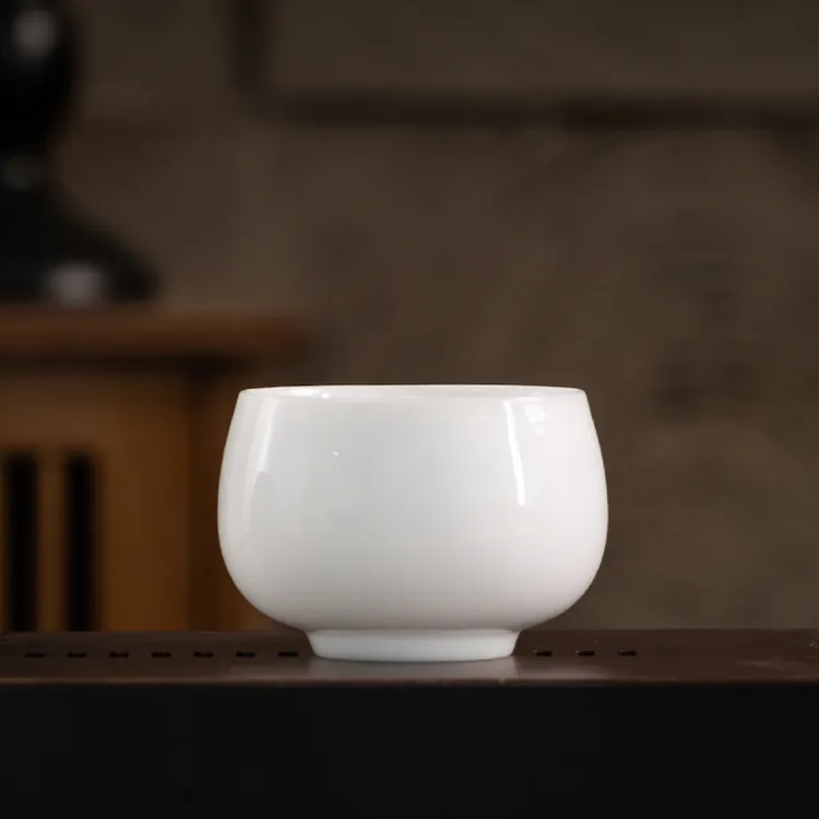 吾游茶器高冰羊脂玉瓷禅定杯罗汉杯高档陶瓷茶杯主人杯