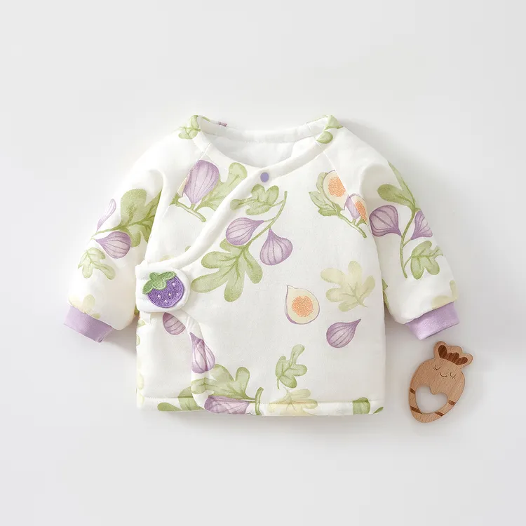 新生婴儿衣服秋冬季上衣无骨120克夹棉半背衣初生宝宝保暖棉衣冬