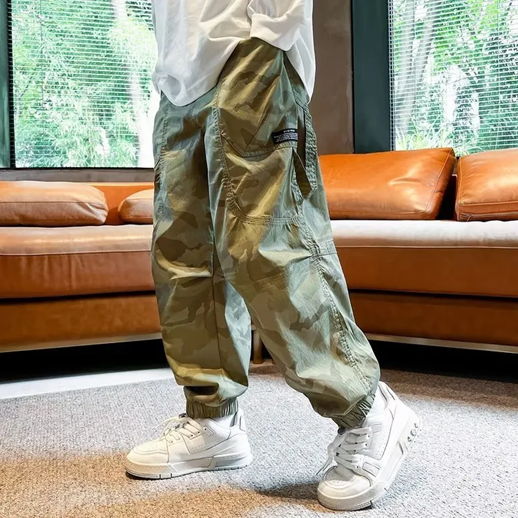 男童迷彩工装裤潮流新款儿童中大童休闲裤长裤男孩夏季潮薄款