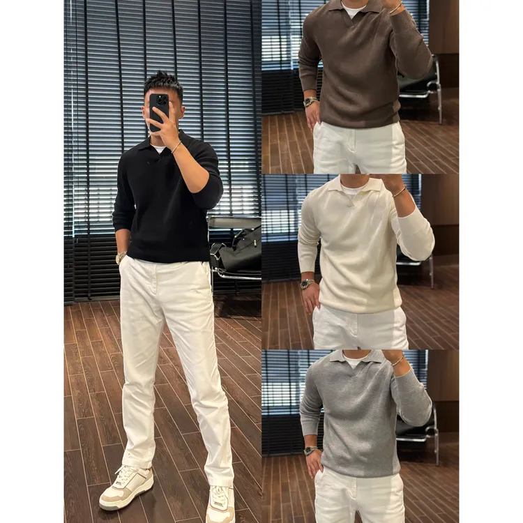 【杰/7800版/丝毛混纺】秋季新款海鸥领舒适百搭长袖毛衫+253503