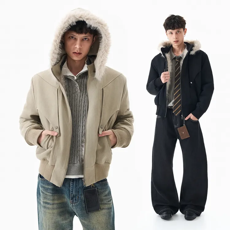 XCOK”战马座山雕“秋冬加绒加厚棉服连帽可拆卸外套毛领保暖夹克