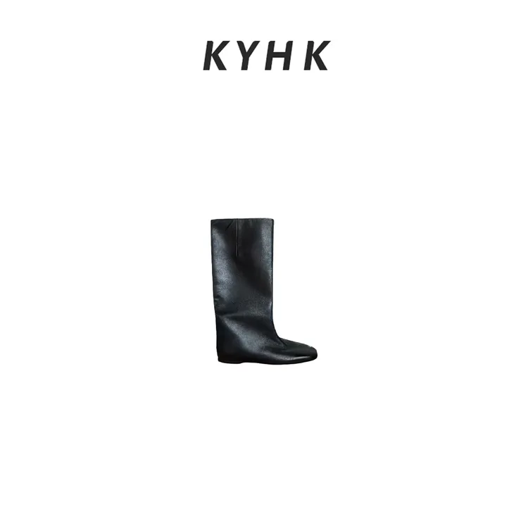 KYHK复古简约羊皮一脚蹬高筒骑士靴250971