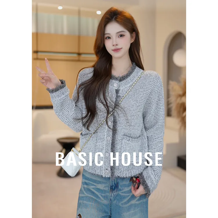 Basic House/百家好小香风轻奢巨好看羊毛衫新款上衣B1195B56A62