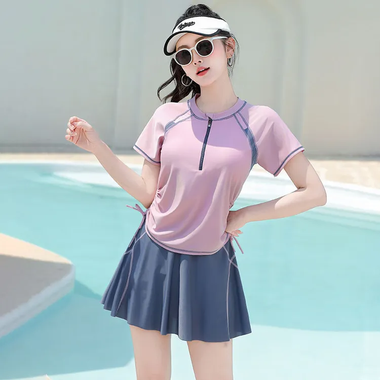 泳衣女2025新款分体式保守泡温泉女孩遮肚显瘦平角运动游泳装速干