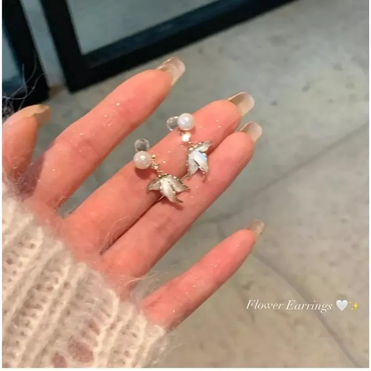 珠珠鱼尾流苏耳环女轻奢小众设计感耳钉气质女超仙百搭时尚耳钉