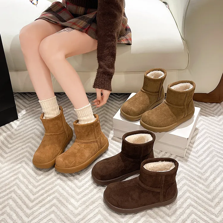 【防水】雪地靴学院风纯色韩版小土豆棉鞋女款加绒保暖靴防滑女鞋