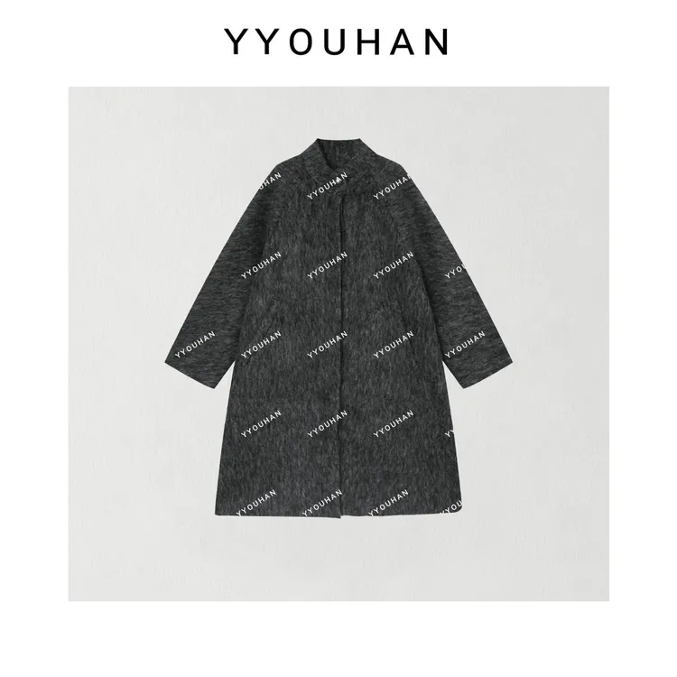 月月 2025秋冬新款小众设计极简显瘦百搭纯色毛呢外套 2510C7203