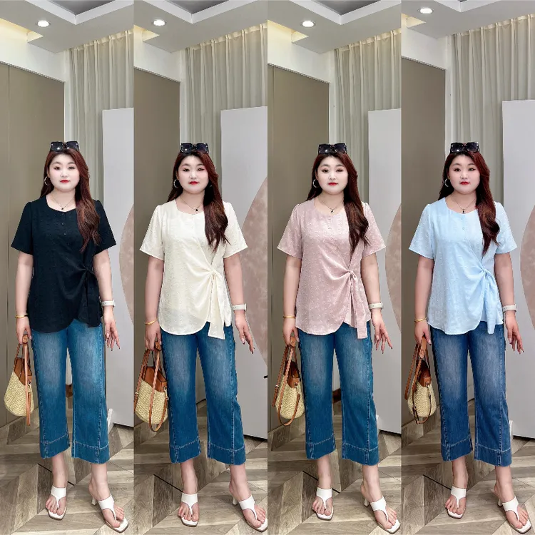 【上新上衣】PMM82036夏季新款小方领气质设计感显瘦大码上衣