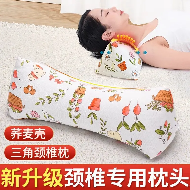 荞麦颈椎枕护颈护腰成人家用粗布款透气单人款可拆洗（颜色随机）