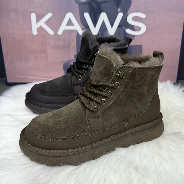 男士加厚防滑保暖牛皮羊毛雪地靴8589