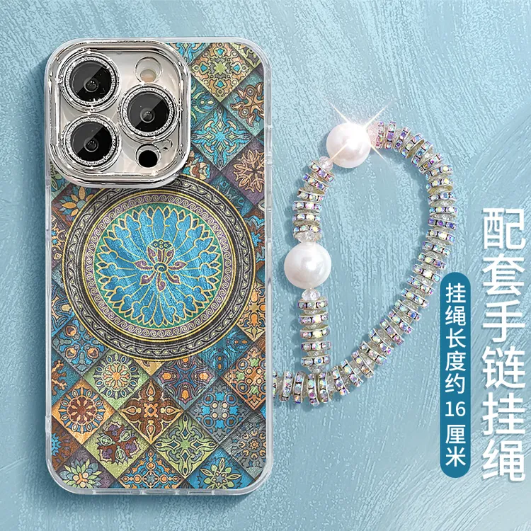 图腾花纹适用苹果15华为vivo/oppo小米iPhone16pro精孔羽纱手机壳