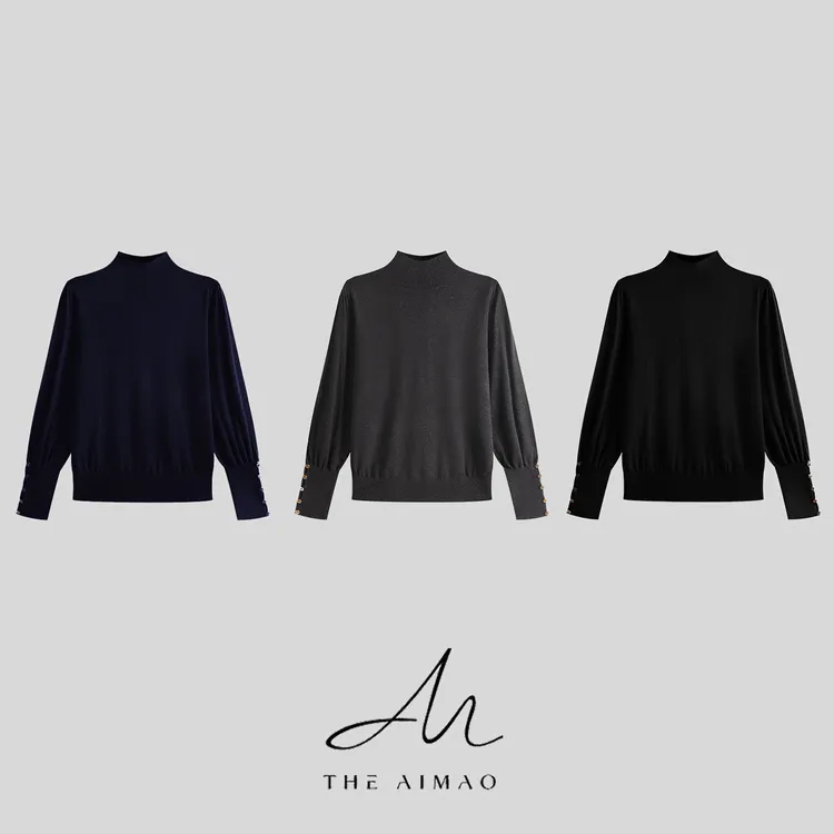 【THE AIMAO】“简奢审美”48支绵羊毛混纺前后两穿金扣上衣XYX82914