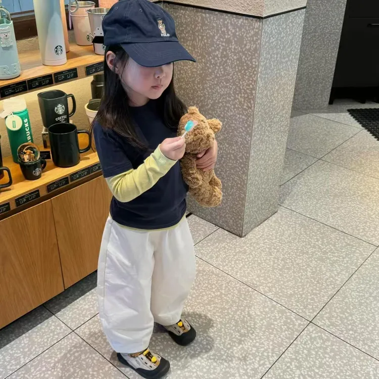 女童套装秋2025新款儿童时尚舒适百搭假两件上衣女孩休闲直筒裤
