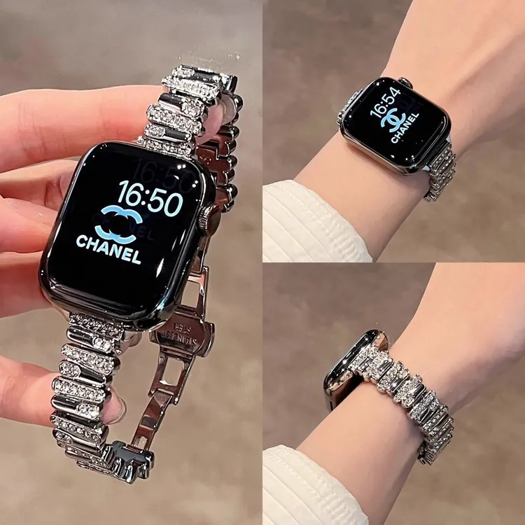 适用于苹果iwatch S10手表带s9金属镶钻高级感手表带s7/8女se新款