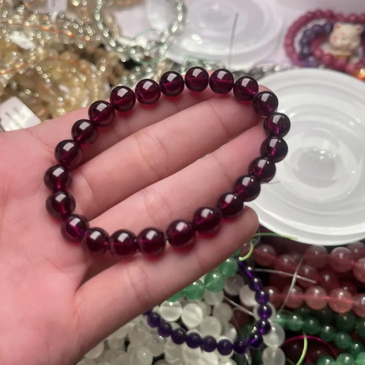 孤品压箱底巴西紫牙乌石榴石8mm放漏石榴石高品紫牙乌
