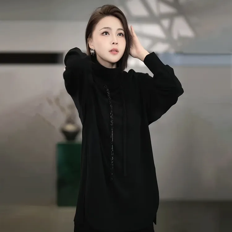 溶溶【星光暮云】RONGRONG莫代尔棉锁温慵懒休闲半高领卫衣2502K800