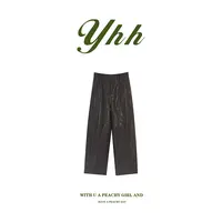 【余欢欢】秋季时尚百搭休闲气质显瘦松紧腰直筒九分皮裤-YHK50353