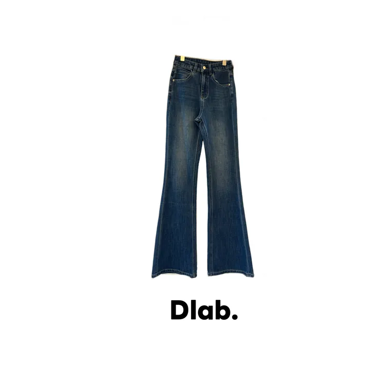 Dlab  Myday  |    新款时尚复古蓝设计感高腰修身显瘦微喇牛仔裤