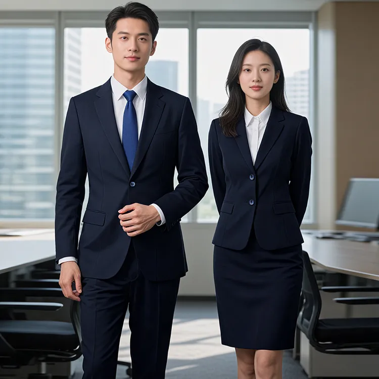 高端职业西装套装女秋冬藏青色商务正装气质通勤上班银行工作制服