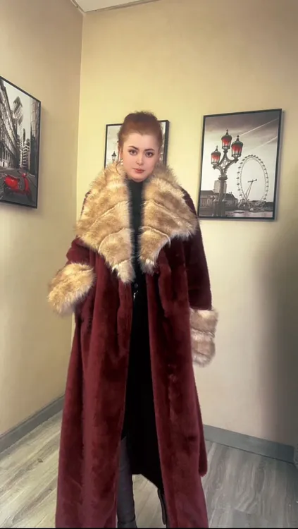 女士冬季新款时尚休闲长袖翻领保暖袖子带毛中款韩绒皮衣外套2797