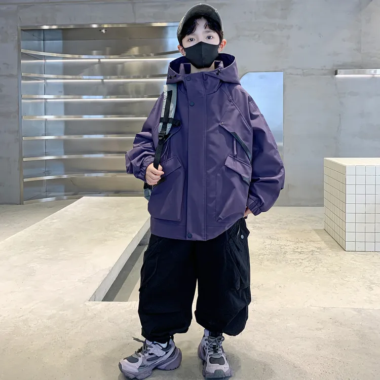男童外套春秋款2025新款中大儿童时髦帅气风衣韩版秋季工装冲锋衣