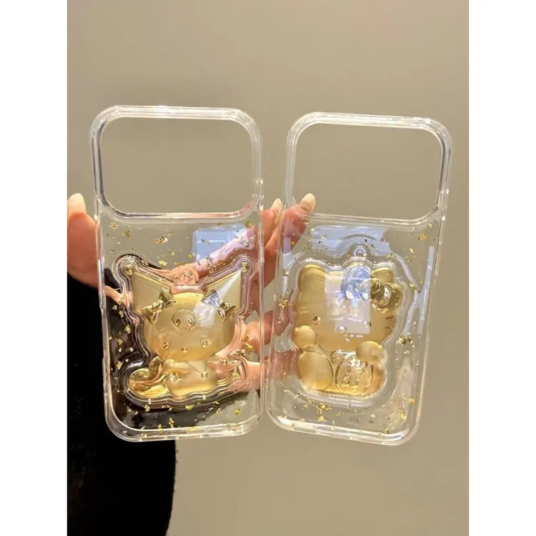 卡通金箔滴胶金元宝库洛米招财猫咪iphone17promax苹果16手机壳15