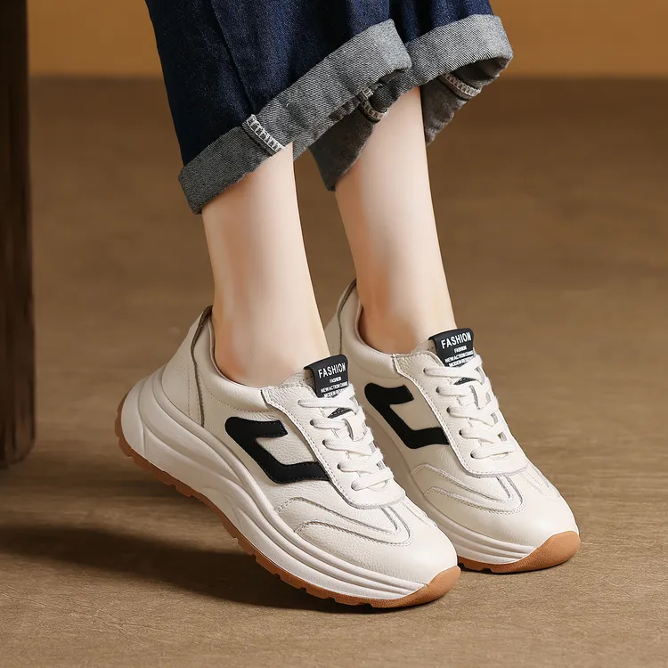 头层牛皮复古阿甘鞋女款休闲鞋跑步鞋百搭舒适女鞋轻便运动德训鞋