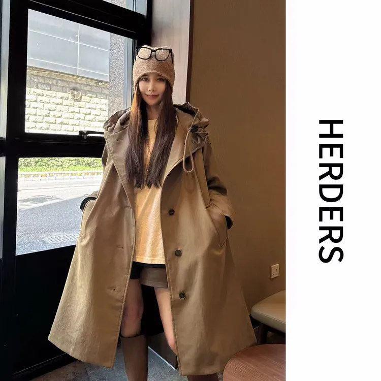 HERDERS 长款连帽双色羽绒服 257239