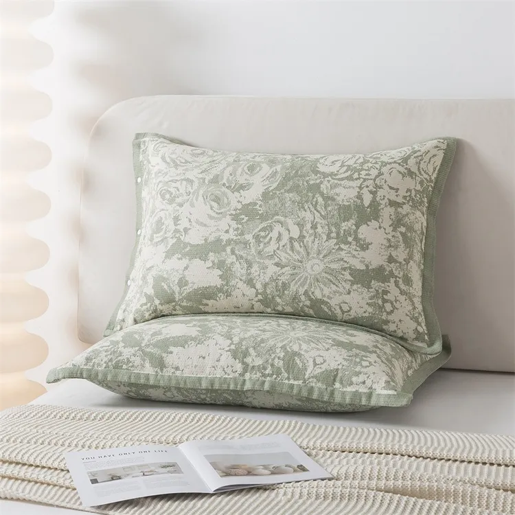 高密纯棉按扣枕套[75*50]AB版双面花色纯棉纱布成人枕套一对加厚