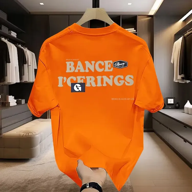 2025男上衣夏季新款纯棉时尚休闲男士百搭透气半袖T恤圆领潮流