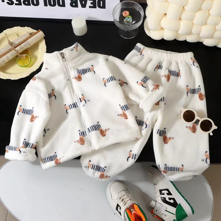 家居服套装卡通风加厚可爱风秋冬季保暖家居服可爱儿童春秋女童