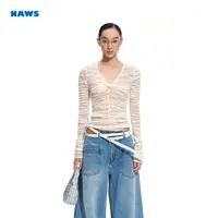NAWS 佛罗针织衫【质感系列】100%羊毛V领修身微透长袖针织打底衫
