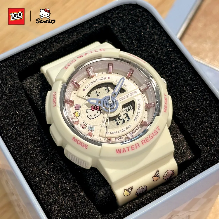 正港ZGOxHelloKitty电子表女款学生初高中潮防水夜光运动手表女生