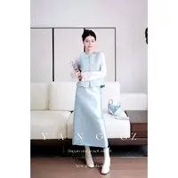 YANG GZ【蝶与海】新中式蝴蝶元素马甲半裙套装女 GZ5153GL656227