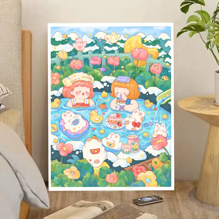 【巧巧原创十字绣】泡温泉65*80cm9CT大格4股绣62色客厅卧室餐厅