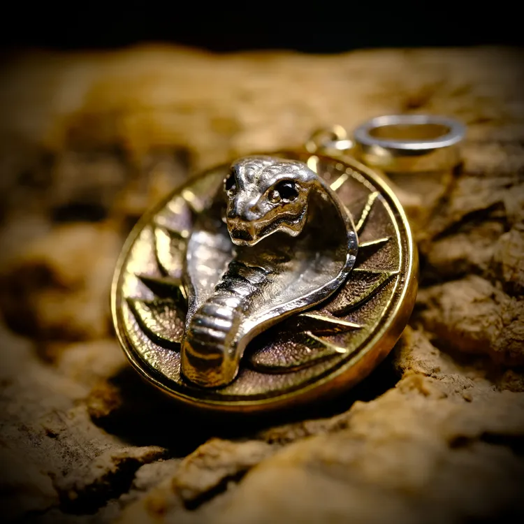 1376银蛇守护牌铜蛇守护牌直径16mm侧挂挂牌文玩配饰