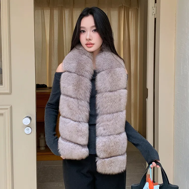 2025新款时髦洋气单品 狐狸毛高定染色皮草围巾女 气质皮草披肩