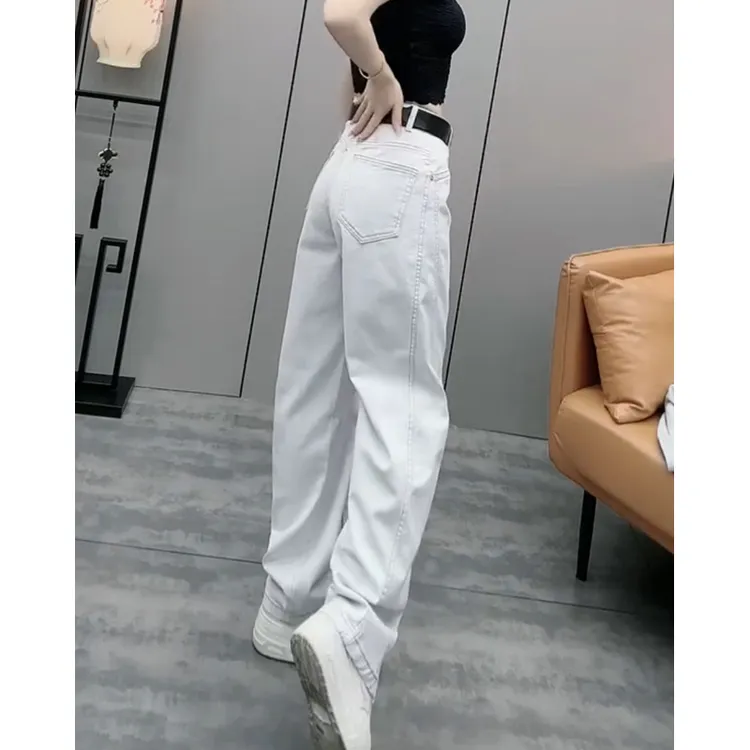 牛仔裤女士2025年新款春季爆款裤子高腰显瘦时尚宽松直筒阔腿裤